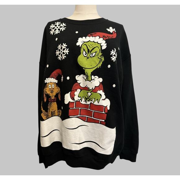 The Grinch Dr Seuss How The Grinch Stole Christmas Holiday Sweatshirt Size L - Picture 8 of 8